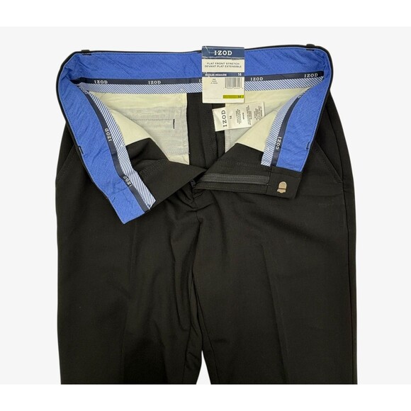 NWT Izod Boys Black Flat Front Stretch Dress Pants Slacks Uniform 14 Regular - Picture 4 of 13